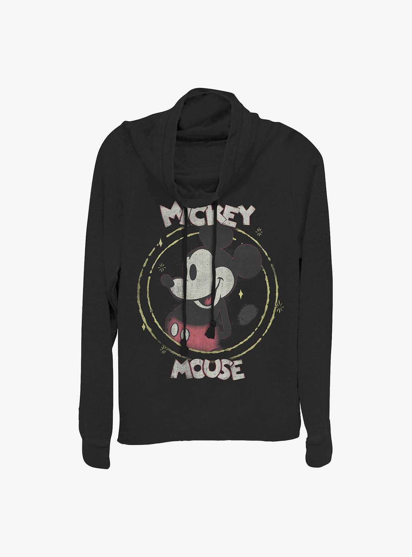 Disney Mickey Mouse Happy Mickey Cowlneck Long-Sleeve Girls Top, , hi-res