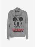 Disney Mickey Mouse Heads Up Cowlneck Long-Sleeve Girls Top, GRAY HTR, hi-res