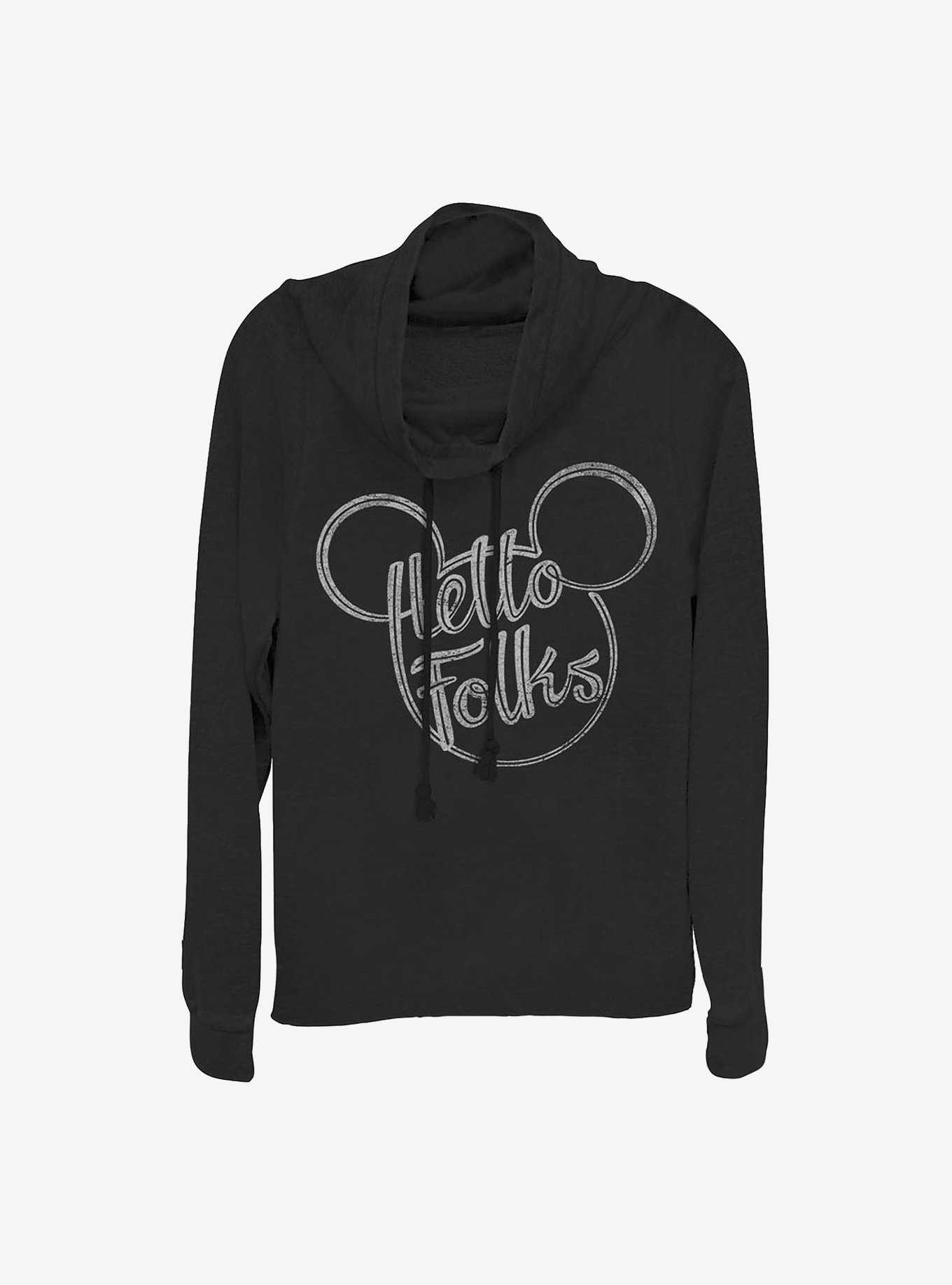 Disney Mickey Mouse Hello Folks Cowlneck Long-Sleeve Girls Top, , hi-res