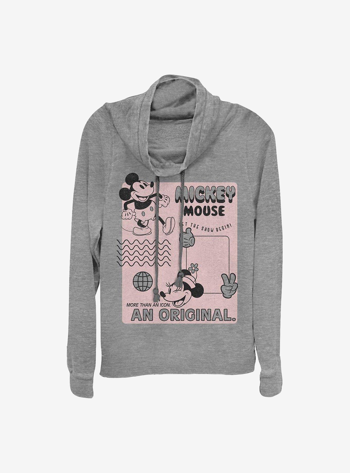 Disney Mickey Mouse Orginal Mickey Cowlneck Long-Sleeve Girls Top, GRAY HTR, hi-res