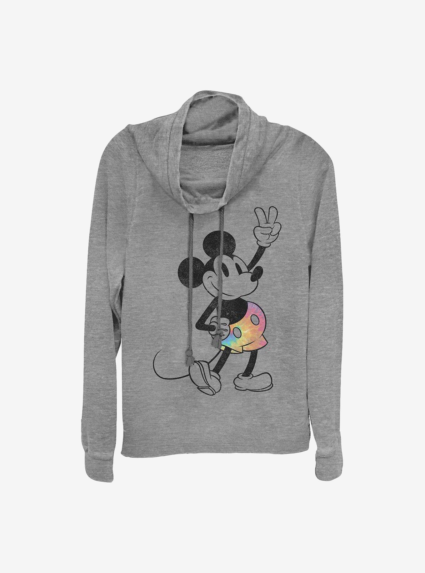 Disney Mickey Mouse Tie-Dye Mickey Cowlneck Long-Sleeve Girls Top, , hi-res