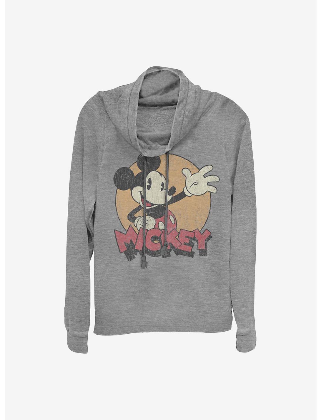 Disney Mickey Mouse Tried And True Cowlneck Long-Sleeve Girls Top, GRAY HTR, hi-res