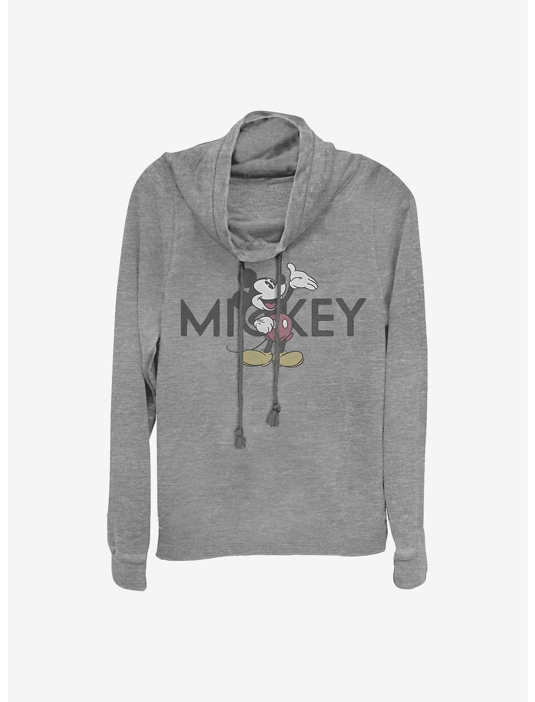 Disney Mickey Mouse Vintage Mickey Cowlneck Long-Sleeve Girls Top, GRAY HTR, hi-res