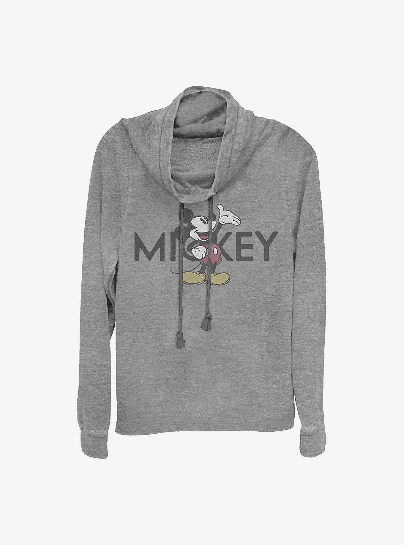 Disney Mickey Mouse Vintage Mickey Cowlneck Long-Sleeve Girls Top, GRAY HTR, hi-res