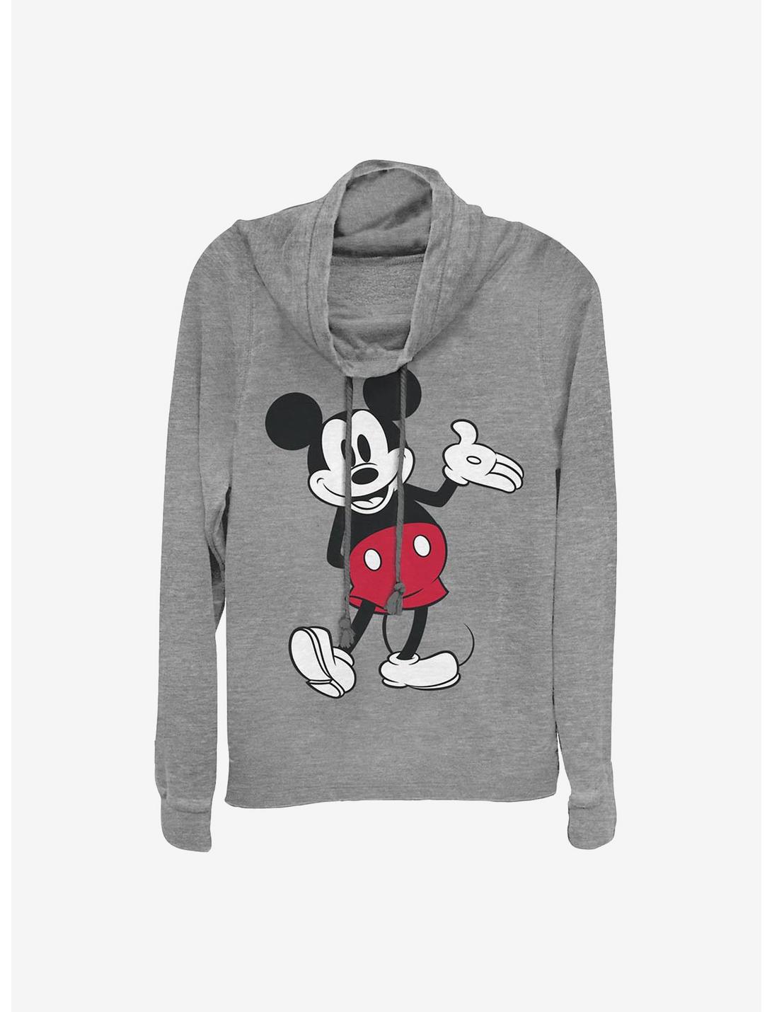 Disney Mickey Mouse World Famous Mouse Cowlneck Long-Sleeve Girls Top, GRAY HTR, hi-res
