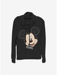 Disney Mickey Mouse Mickey Big Face Cowlneck Long-Sleeve Girls Top, BLACK, hi-res
