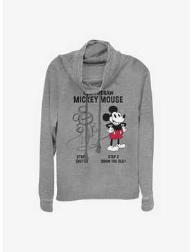 Disney Mickey Mouse Mickey Drawing Cowlneck Long-Sleeve Girls Top, , hi-res