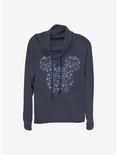 Disney Mickey Mouse Mickey Ear Snowflakes Cowlneck Long-Sleeve Girls Top, NAVY, hi-res