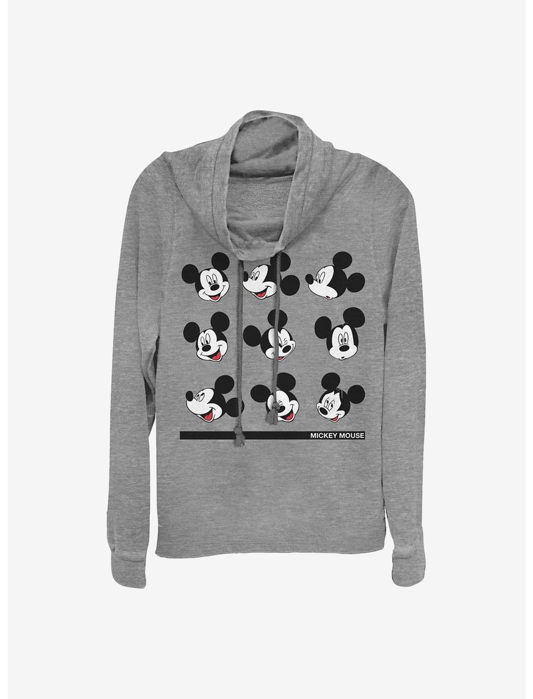 Disney Mickey Mouse Mickey Expressions Cowlneck Long-Sleeve Girls Top, GRAY HTR, hi-res