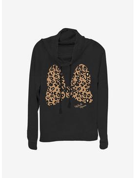 Disney Minnie Mouse Animal Print Bow Cowlneck Long-Sleeve Girls Top, , hi-res