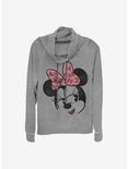 Disney Minnie Mouse Minnie Face Cowlneck Long-Sleeve Girls Top, GRAY HTR, hi-res