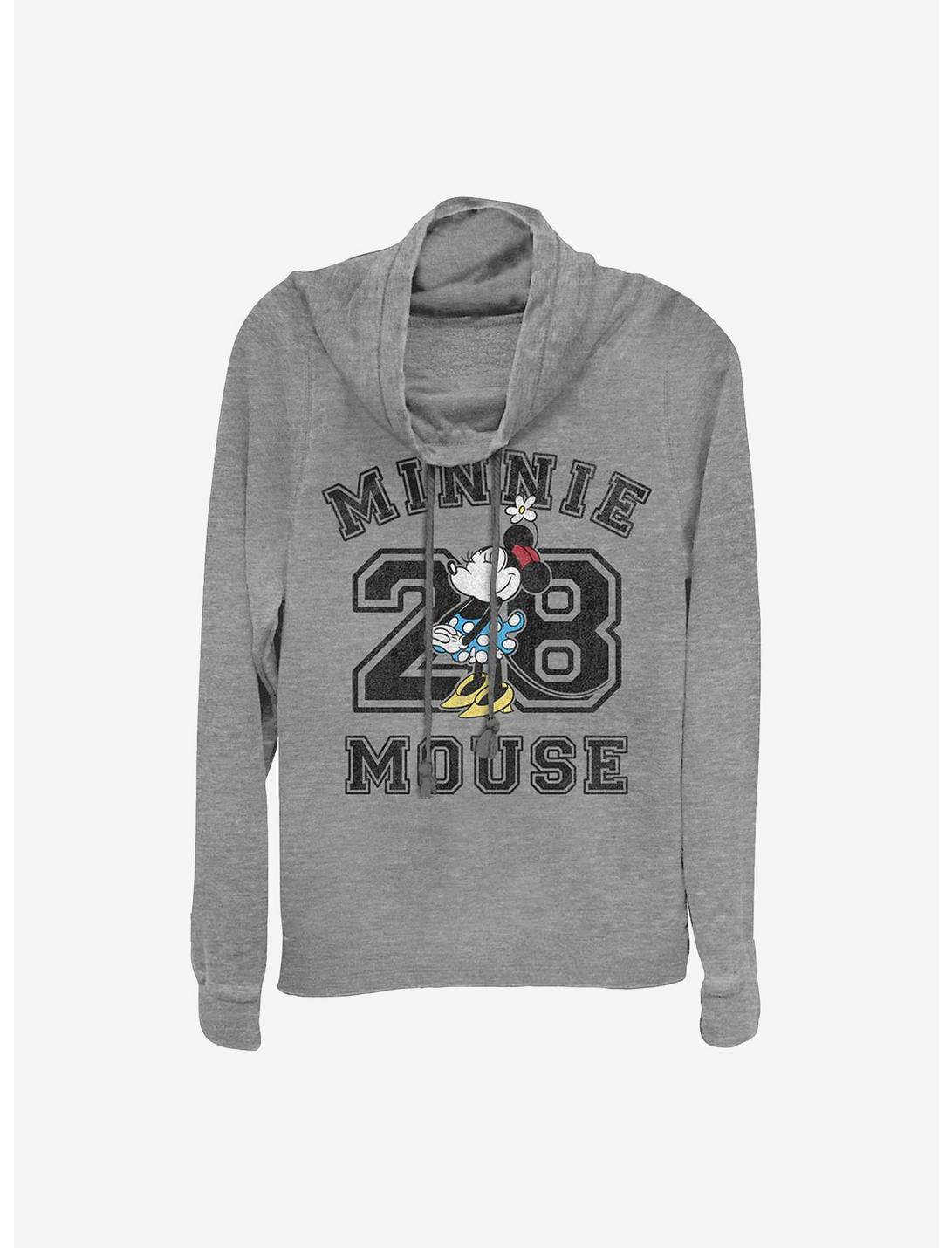 Disney Minnie Mouse Minnie Mouse Collegiate Cowlneck Long-Sleeve Girls Top, GRAY HTR, hi-res