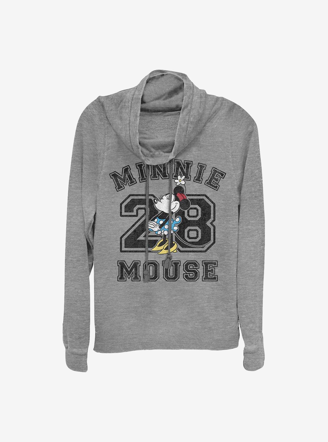 Disney Minnie Mouse Minnie Mouse Collegiate Cowlneck Long-Sleeve Girls Top, GRAY HTR, hi-res