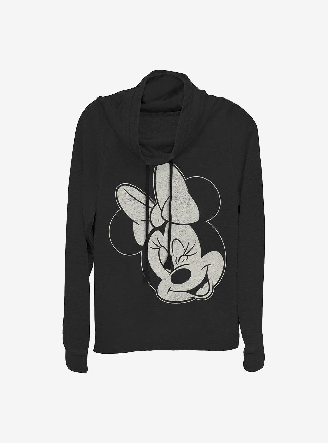 Disney Minnie Mouse Minnie Wink Cowlneck Long-Sleeve Girls Top, BLACK, hi-res