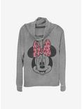 Disney Minnie Mouse Modern Minnie Face Cowlneck Long-Sleeve Girls Top, GRAY HTR, hi-res