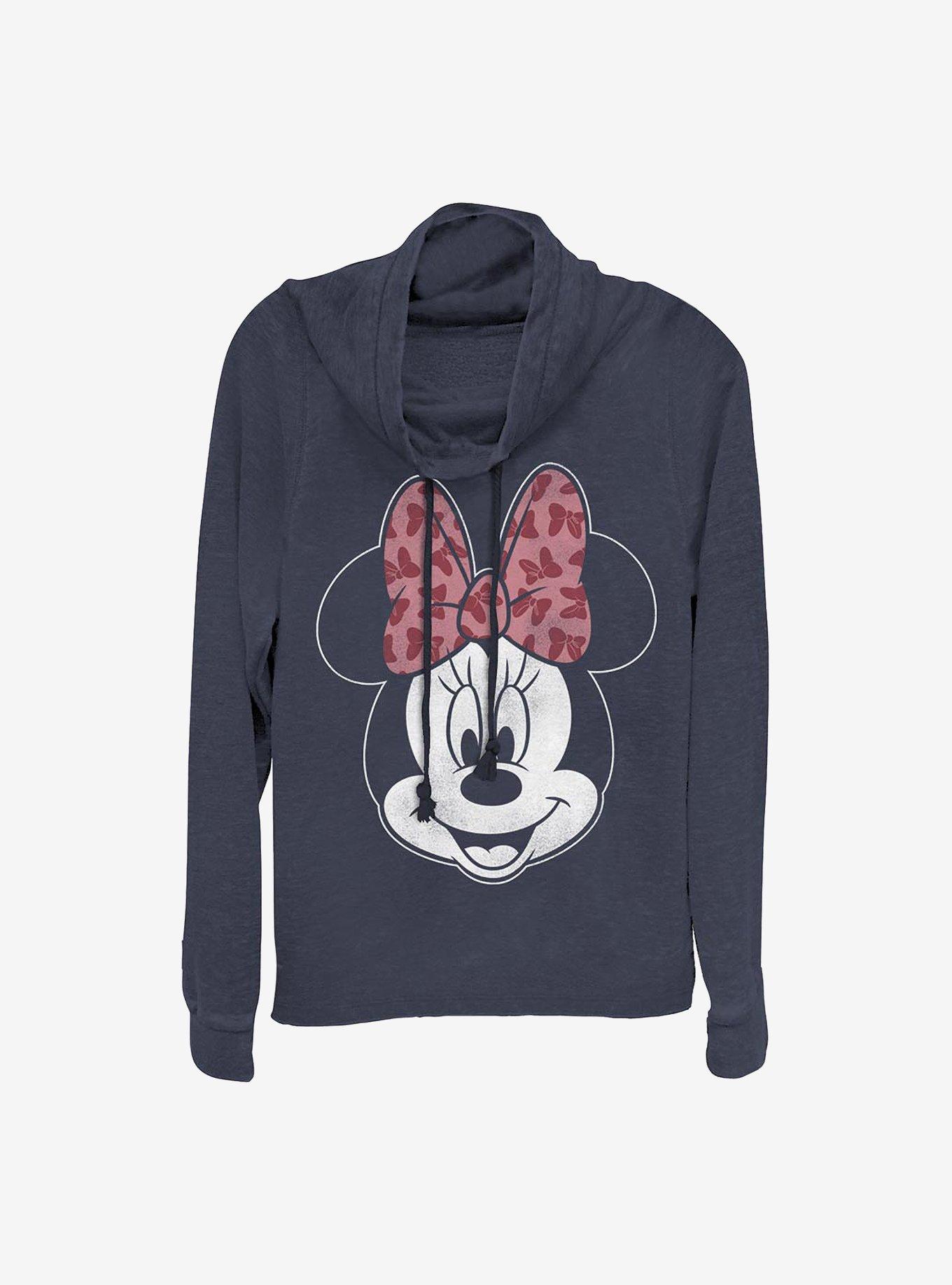 Disney Minnie Mouse Modern Minnie Inverse Cowlneck Long-Sleeve Girls Top, NAVY, hi-res