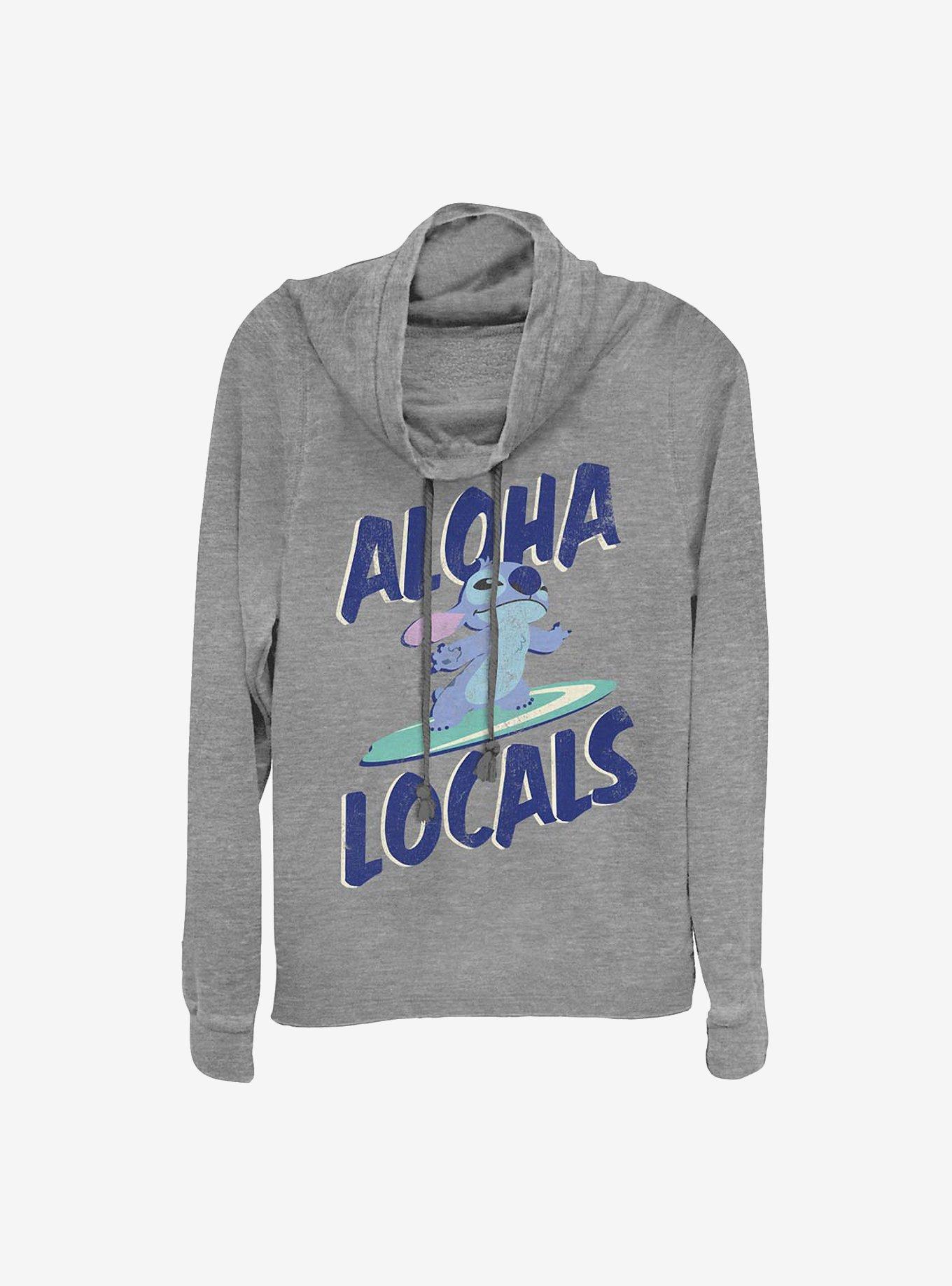 Disney Lilo & Stitch Aloha Locals Stitch Cowlneck Long-Sleeve Girls Top, , hi-res