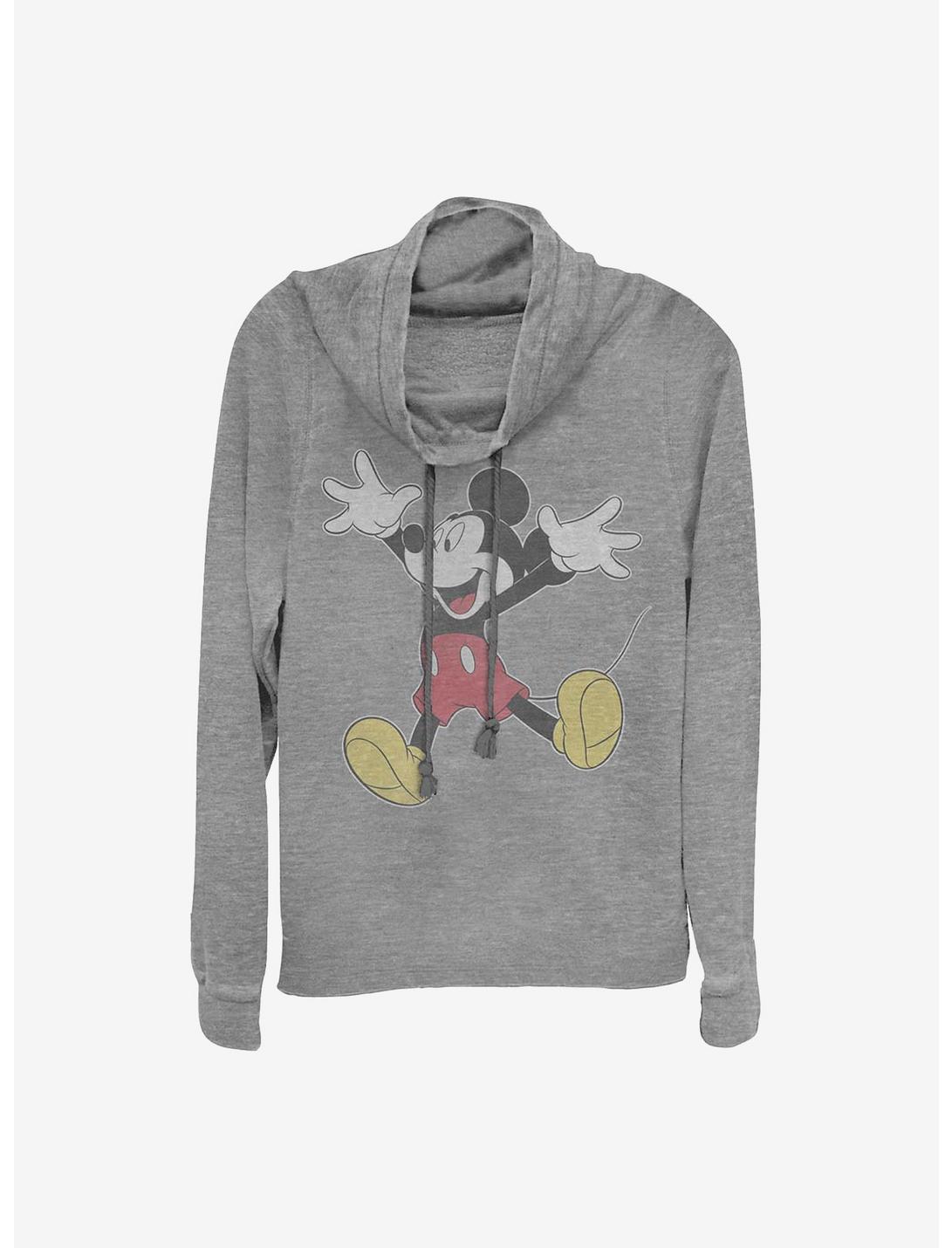 Disney Mickey Mouse Mickey Jump Cowlneck Long-Sleeve Girls Top, GRAY HTR, hi-res