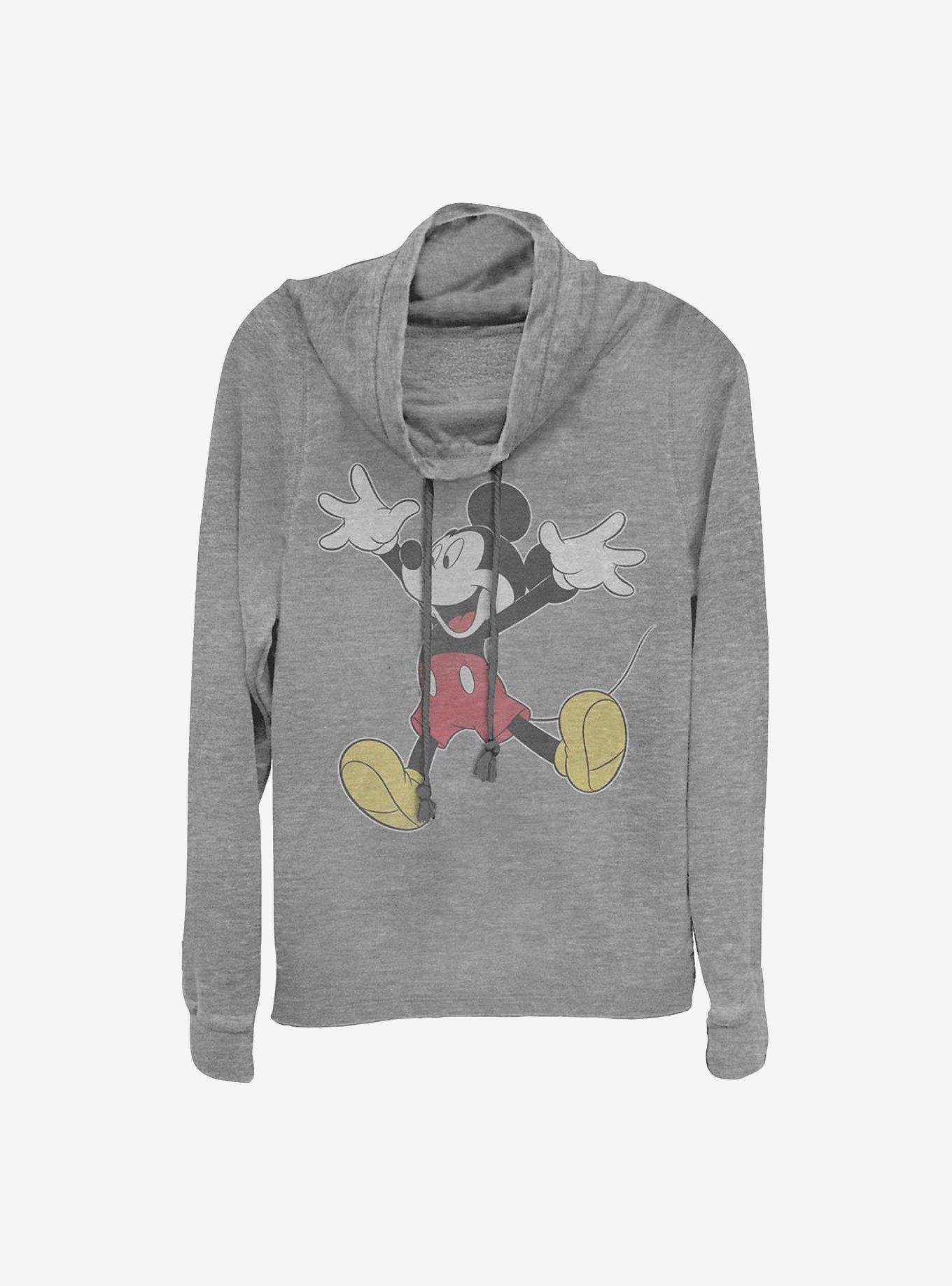 Disney Mickey Mouse Mickey Jump Cowlneck Long-Sleeve Girls Top, GRAY HTR, hi-res