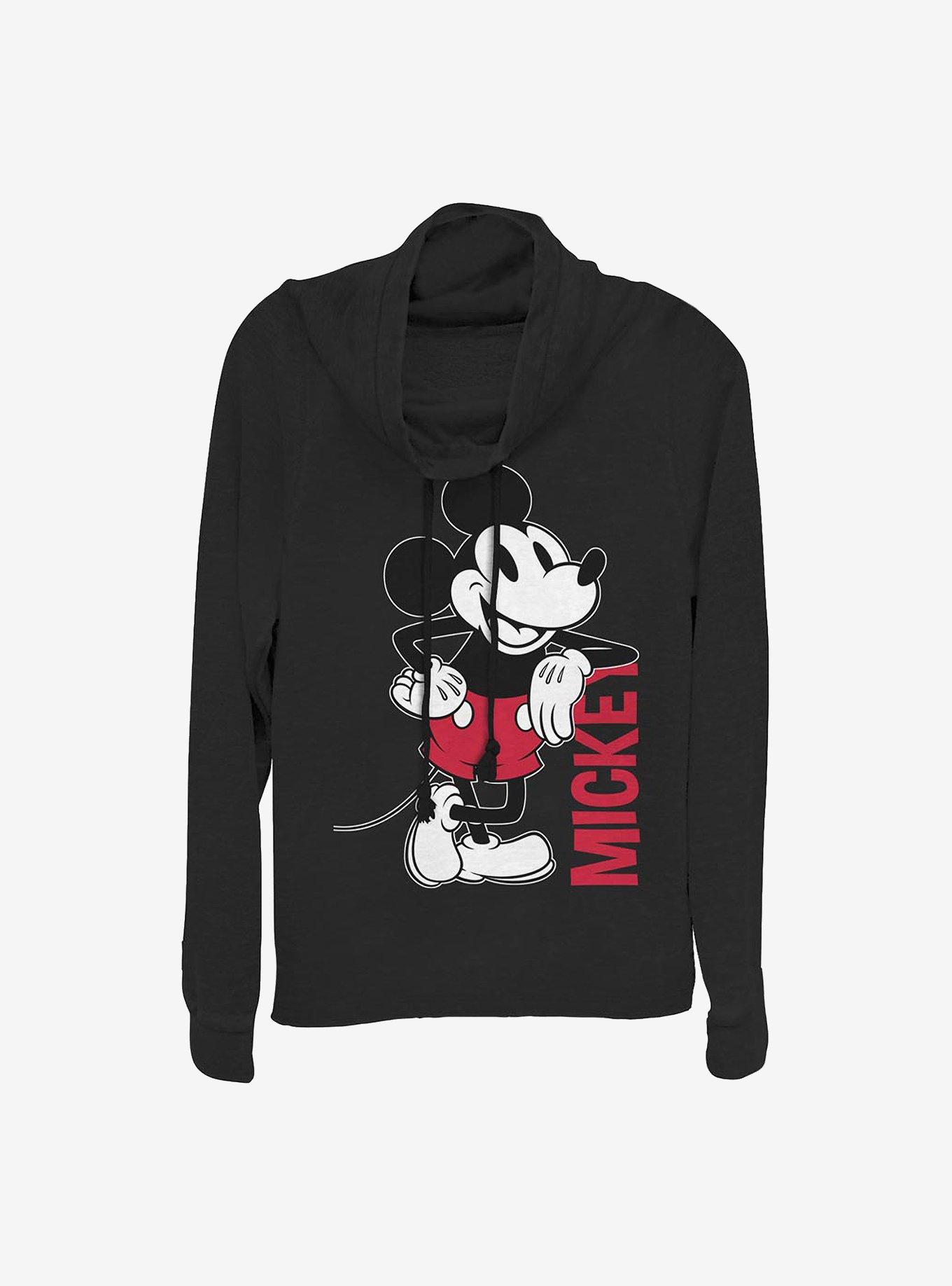 Disney Mickey Mouse Mickey Leaning Cowlneck Long-Sleeve Girls Top, , hi-res