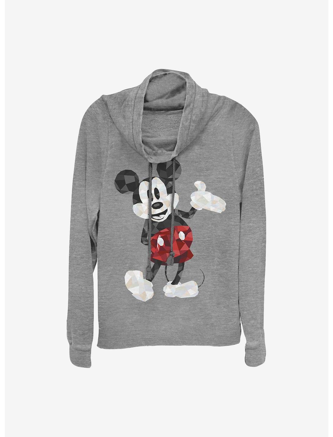 Disney Mickey Mouse Mickey Poly Cowlneck Long-Sleeve Girls Top, GRAY HTR, hi-res