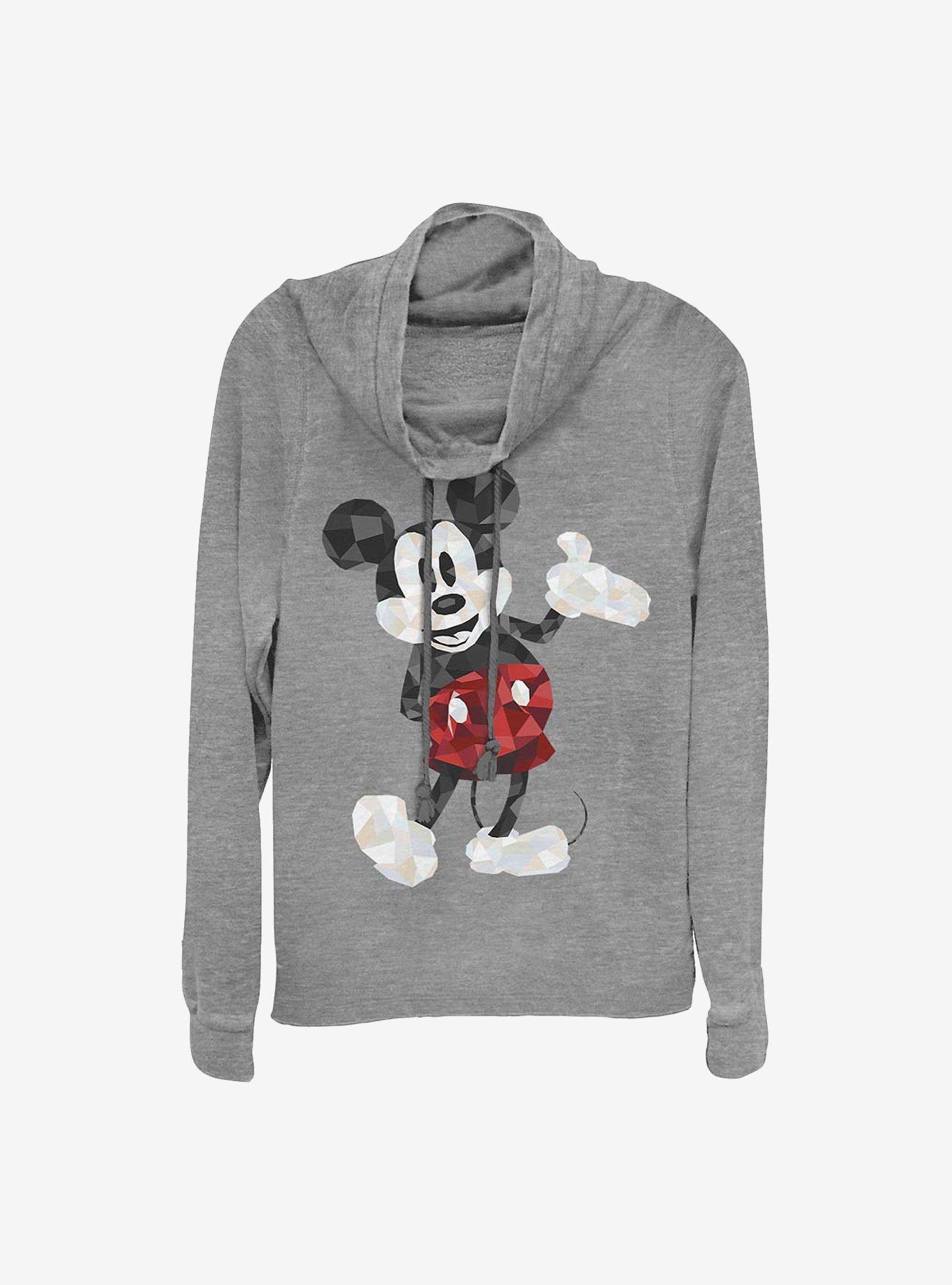 Disney Mickey Mouse Mickey Poly Cowlneck Long-Sleeve Girls Top, GRAY HTR, hi-res