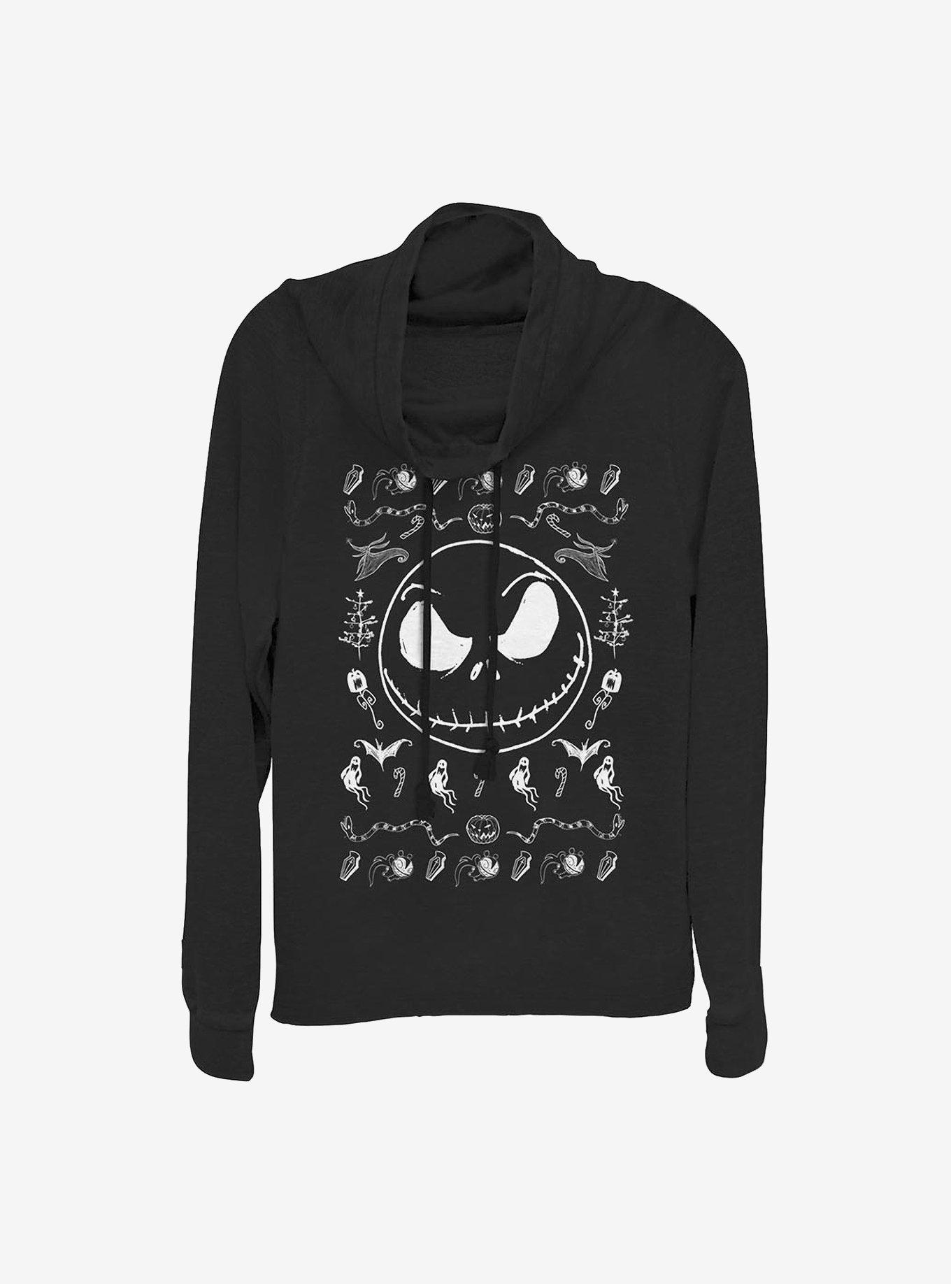 The Nightmare Before Christmas Jack Spooky Sweater Cowlneck Long-Sleeve Girls Top, , hi-res