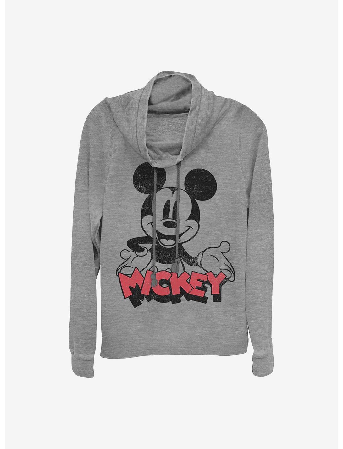 Disney Mickey Mouse Oh Boy Cowlneck Long-Sleeve Girls Top, GRAY HTR, hi-res