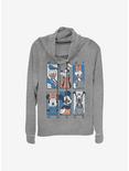 Disney Mickey Mouse And Friends Six Up Muted Cowlneck Long-Sleeve Girls Top, GRAY HTR, hi-res