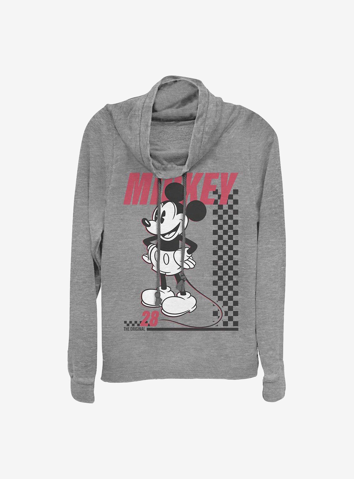 Disney Mickey Mouse Skate Twenty-Eight Cowlneck Long-Sleeve Girls Top, GRAY HTR, hi-res