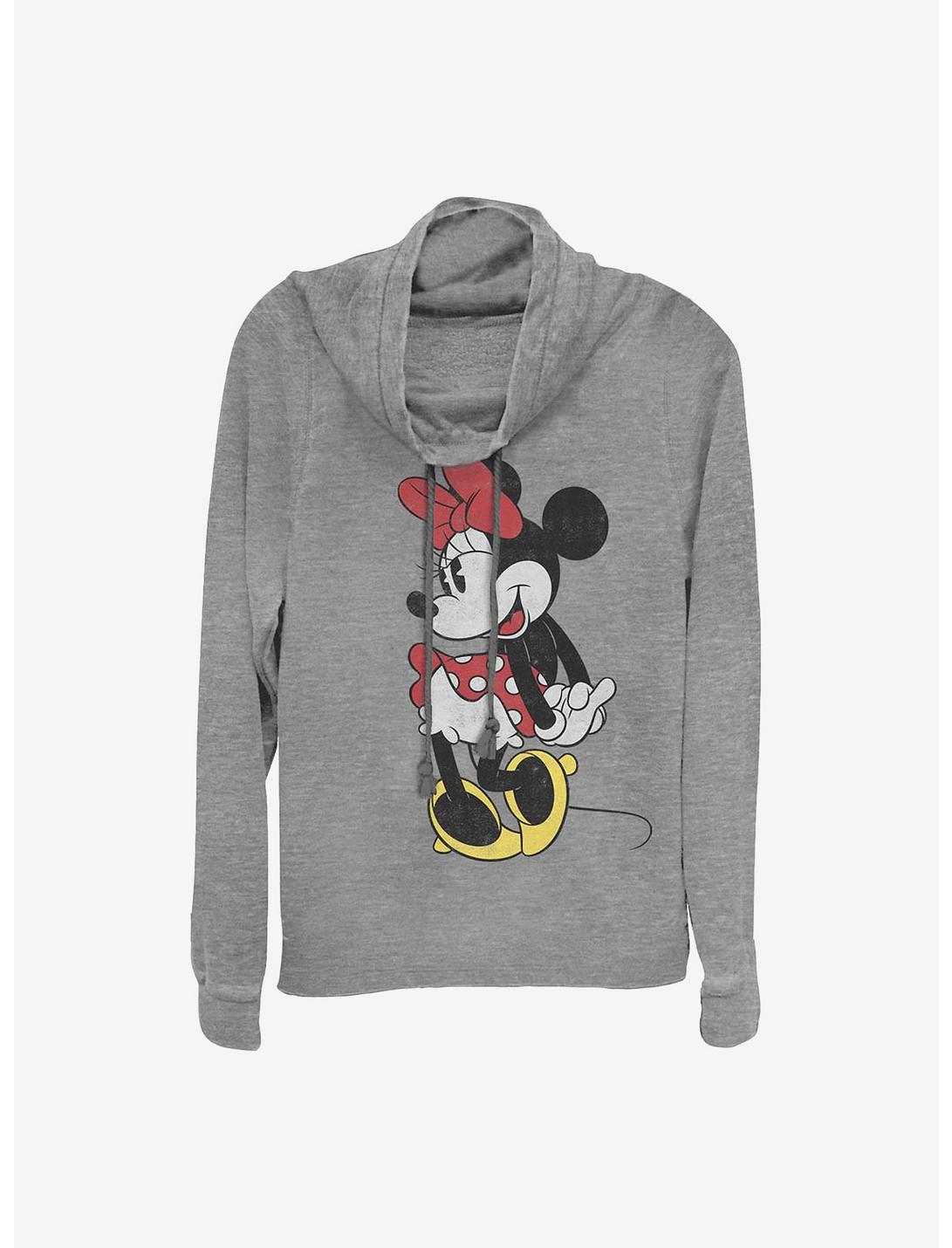 Disney Minnie Mouse Classic Minnie Cowlneck Long-Sleeve Girls Top, GRAY HTR, hi-res