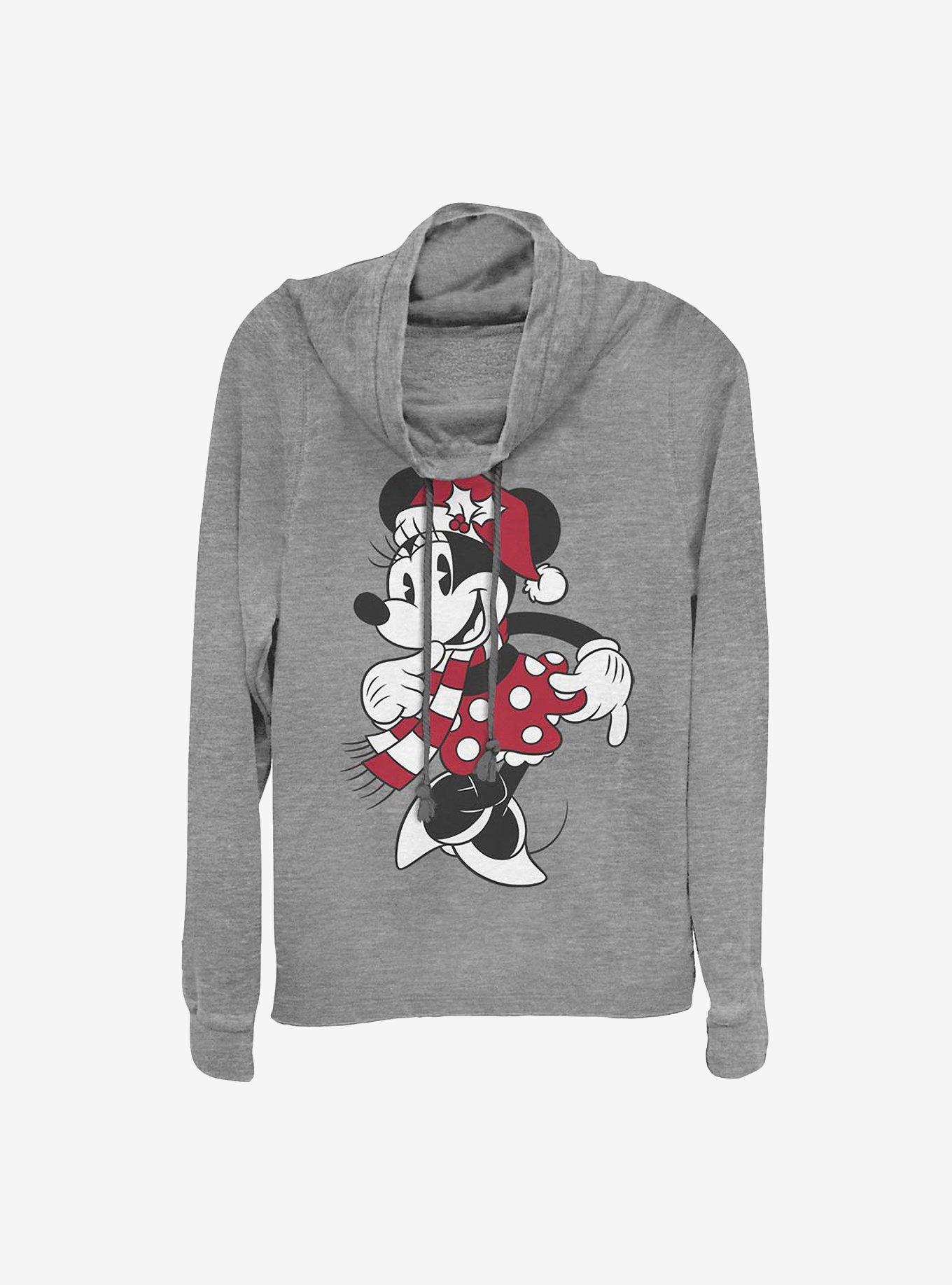 Disney Minnie Mouse Minnie Hat Cowlneck Long-Sleeve Girls Top, GRAY HTR, hi-res