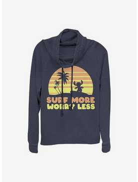 Disney Lilo & Stitch Stitch Surf More Worry Less Cowlneck Long-Sleeve Girls Top, , hi-res