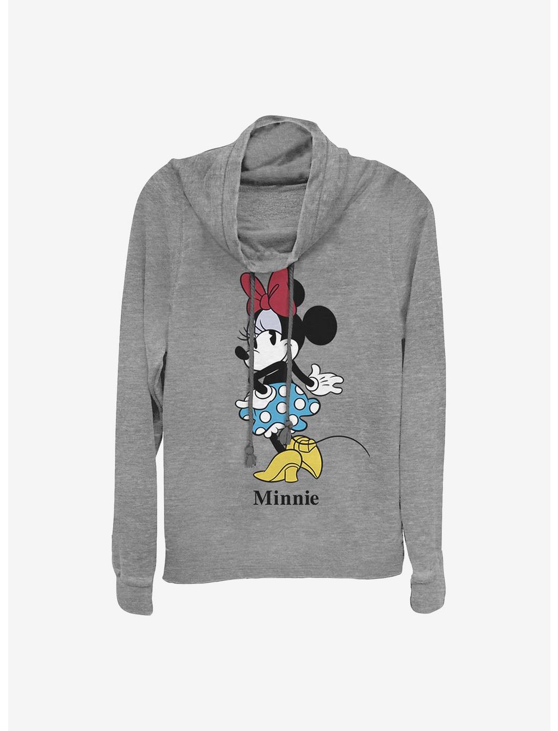 Disney Minnie Mouse Minnie Skirt Cowlneck Long-Sleeve Girls Top, GRAY HTR, hi-res