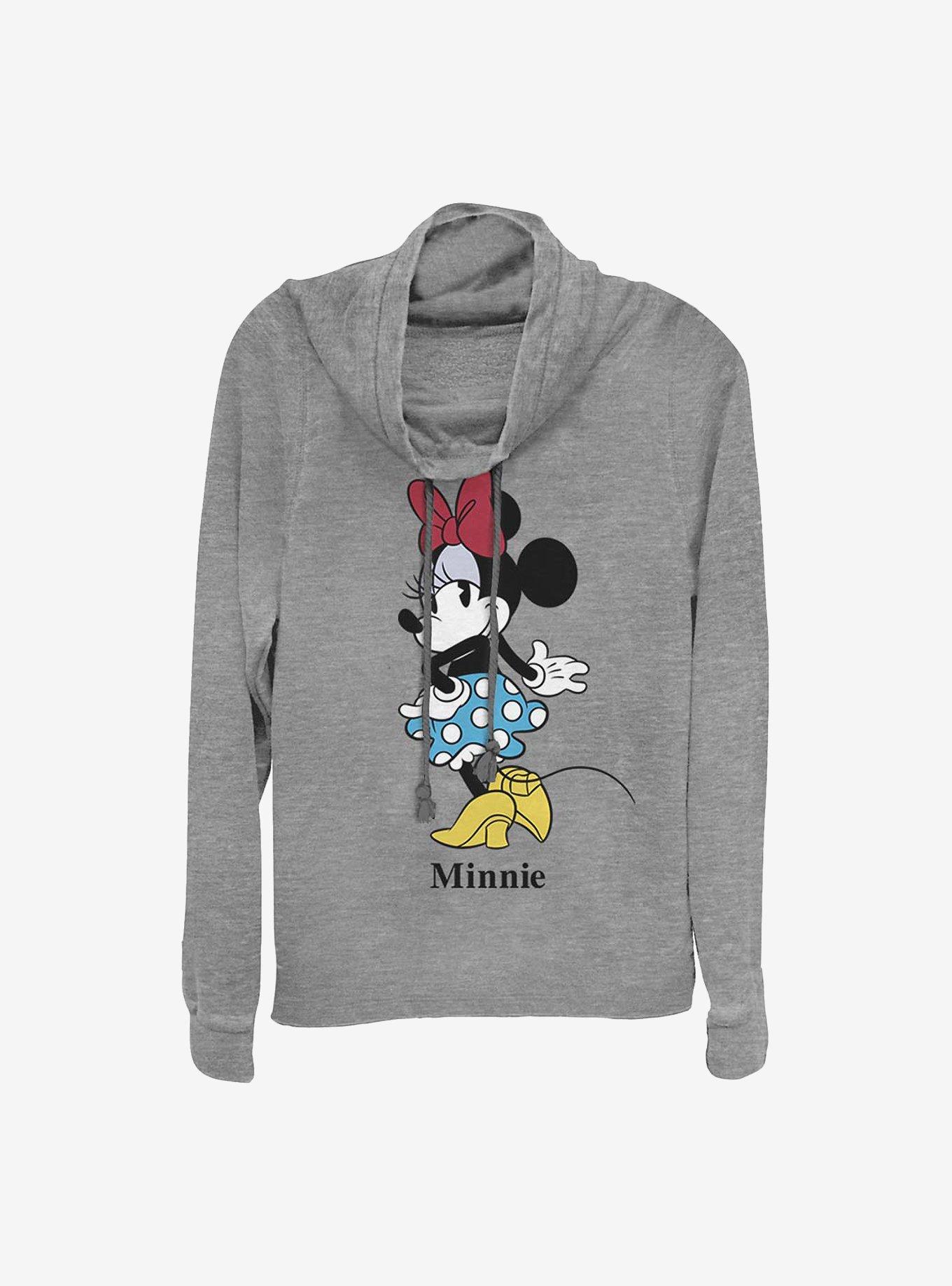 Disney Minnie Mouse Minnie Skirt Cowlneck Long-Sleeve Girls Top, GRAY HTR, hi-res