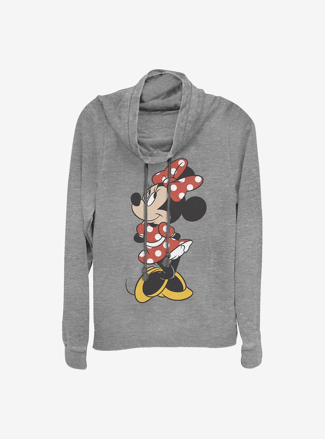 Disney Minnie Mouse Traditional Minnie Cowlneck Long-Sleeve Girls Top, GRAY HTR, hi-res