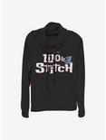 Disney Lilo & Stitch Stitch With Logo Cowlneck Long-Sleeve Girls Top, BLACK, hi-res