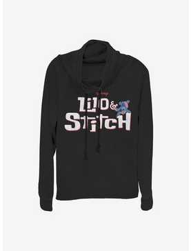 Disney Lilo & Stitch Stitch With Logo Cowlneck Long-Sleeve Girls Top, , hi-res