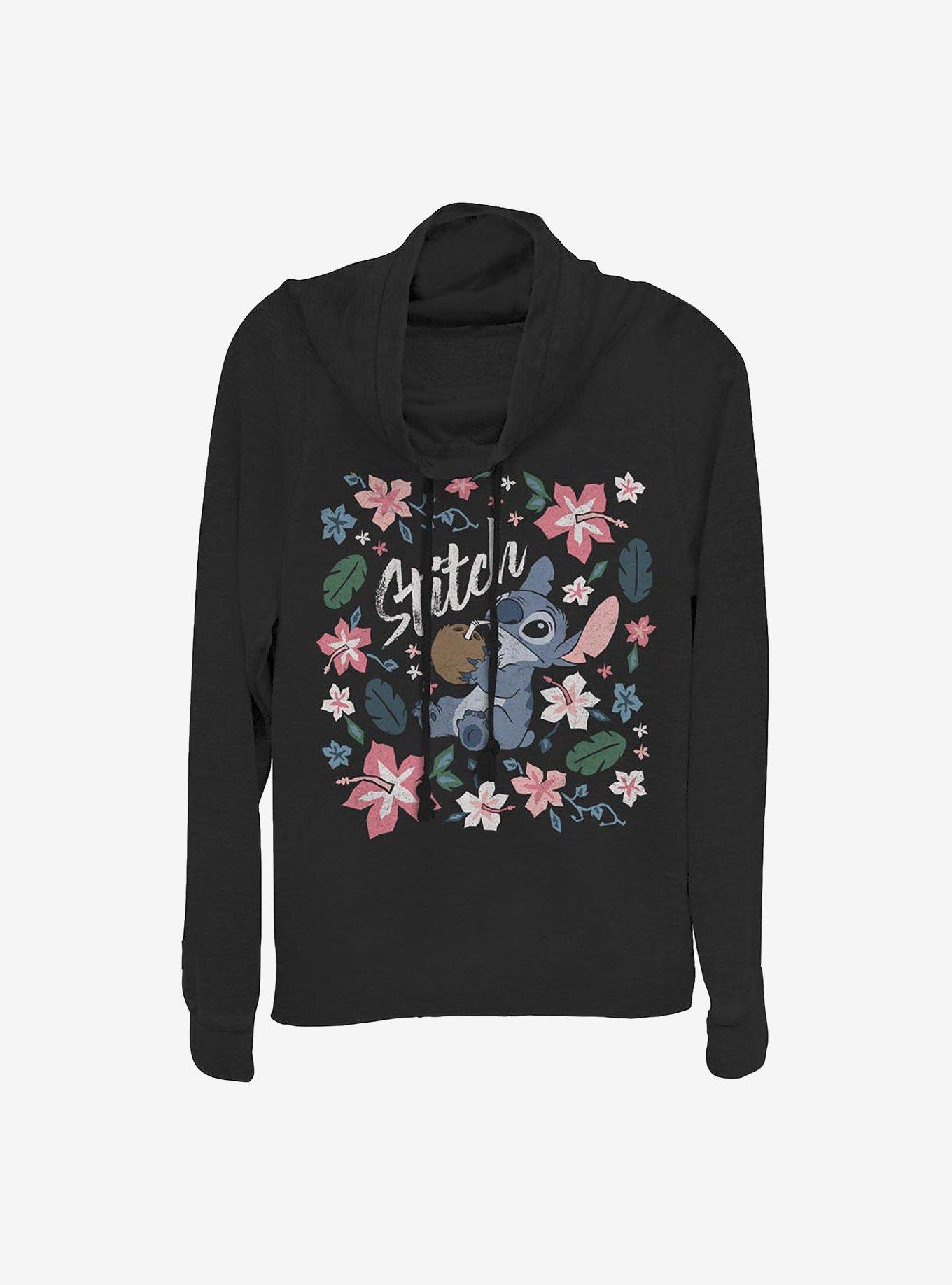 Disney Lilo & Stitch Tropical Stitch Cowlneck Long-Sleeve Girls Top, , hi-res