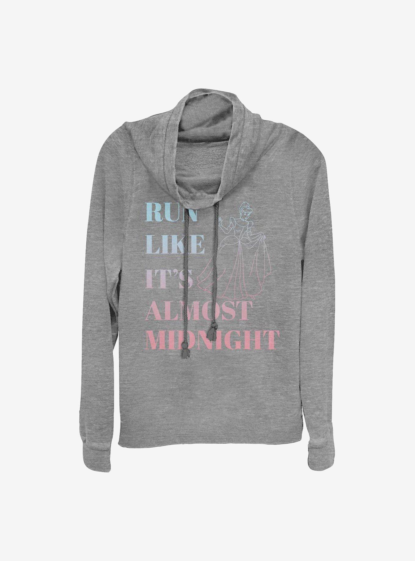 Disney Cinderella Run Like It's Almost Midnight Cowlneck Long-Sleeve Girls Top, GRAY HTR, hi-res