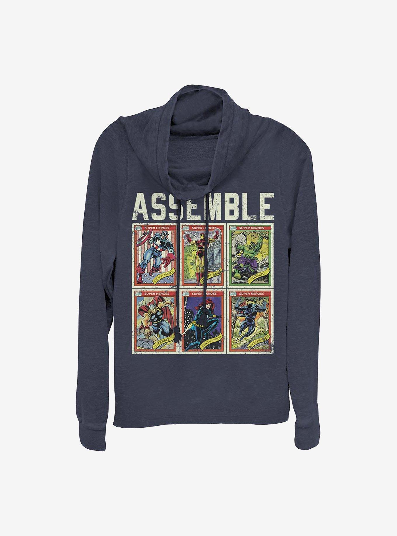 Marvel Avengers Core Assemble Cowlneck Long-Sleeve Girls Top, NAVY, hi-res