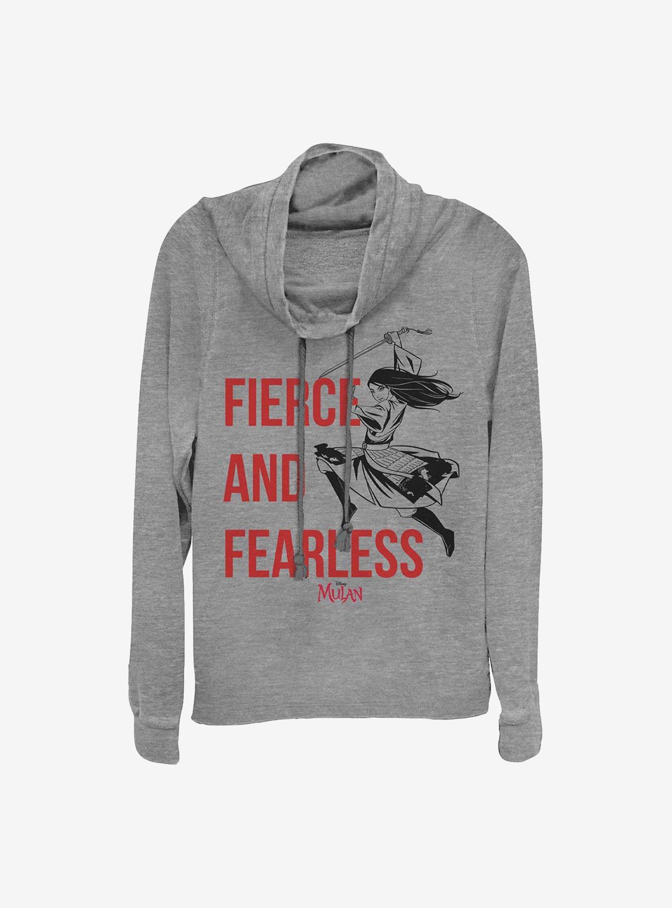 Disney Mulan Fierce And Fearless Cowlneck Long-Sleeve Girls Top, , hi-res