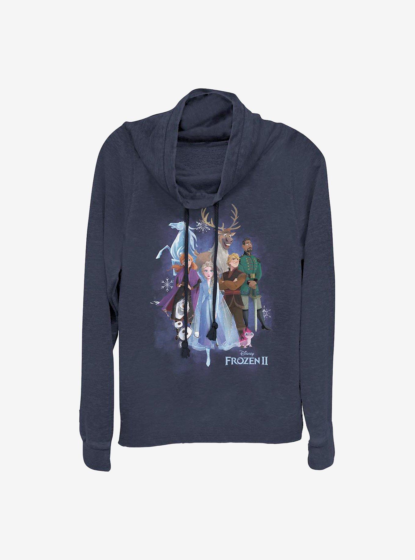 Disney Frozen 2 Main Characters Cowlneck Long-Sleeve Girls Top, , hi-res