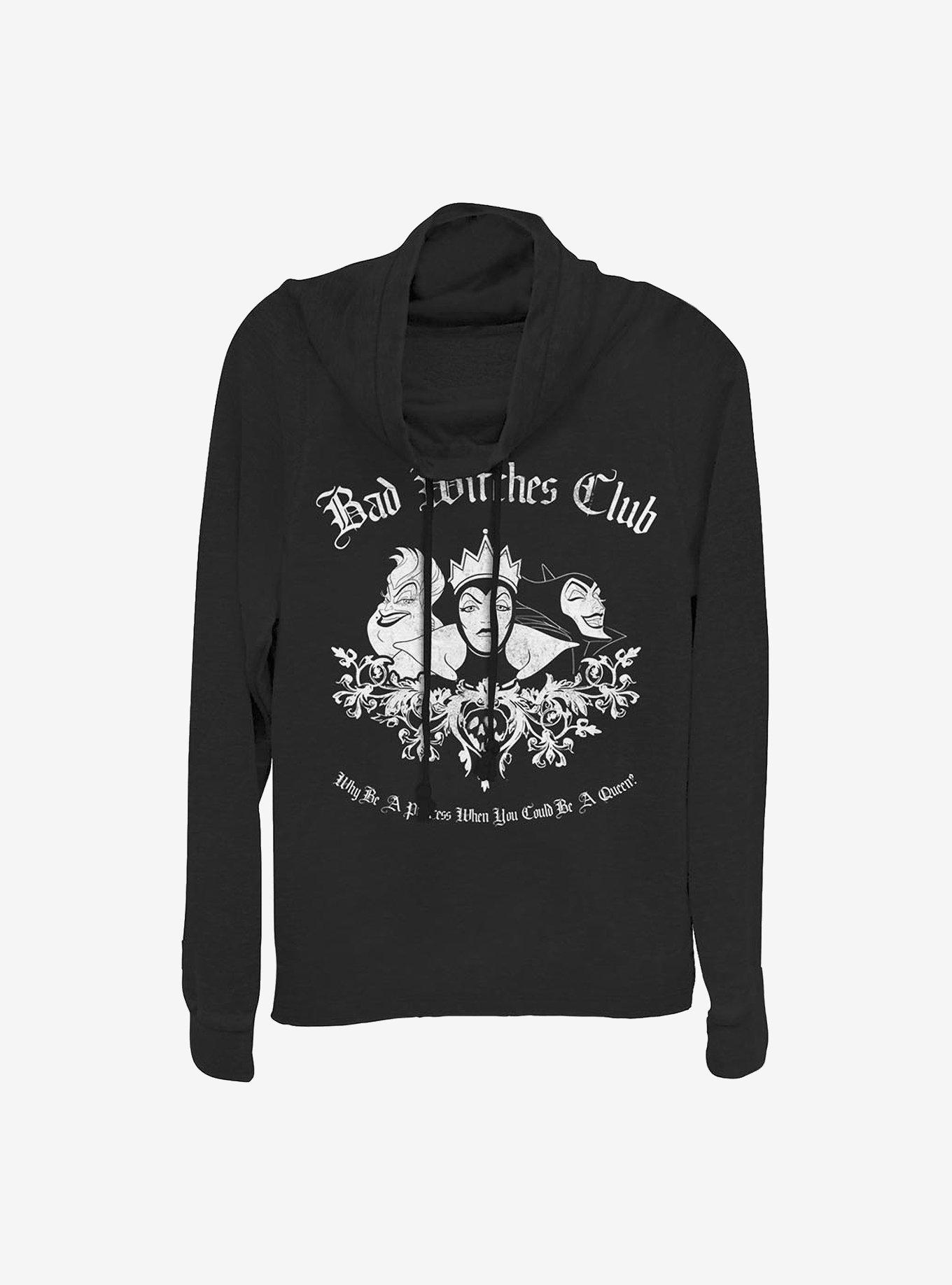 Disney Villains Bad Witch Club Cowlneck Long-Sleeve Girls Top, BLACK, hi-res