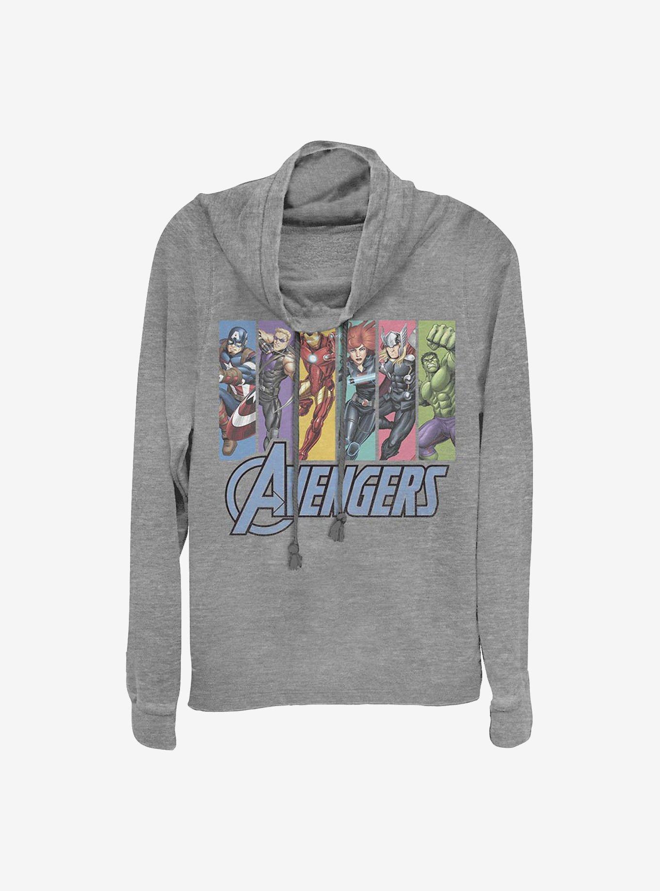 Marvel Avengers Unite Cowlneck Long-Sleeve Girls Top, GRAY HTR, hi-res