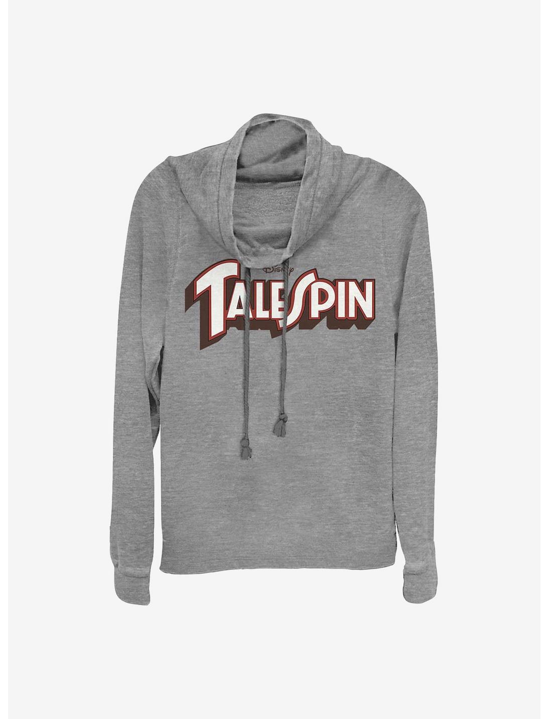 Disney Talespin Logo Cowlneck Long-Sleeve Girls Top, GRAY HTR, hi-res