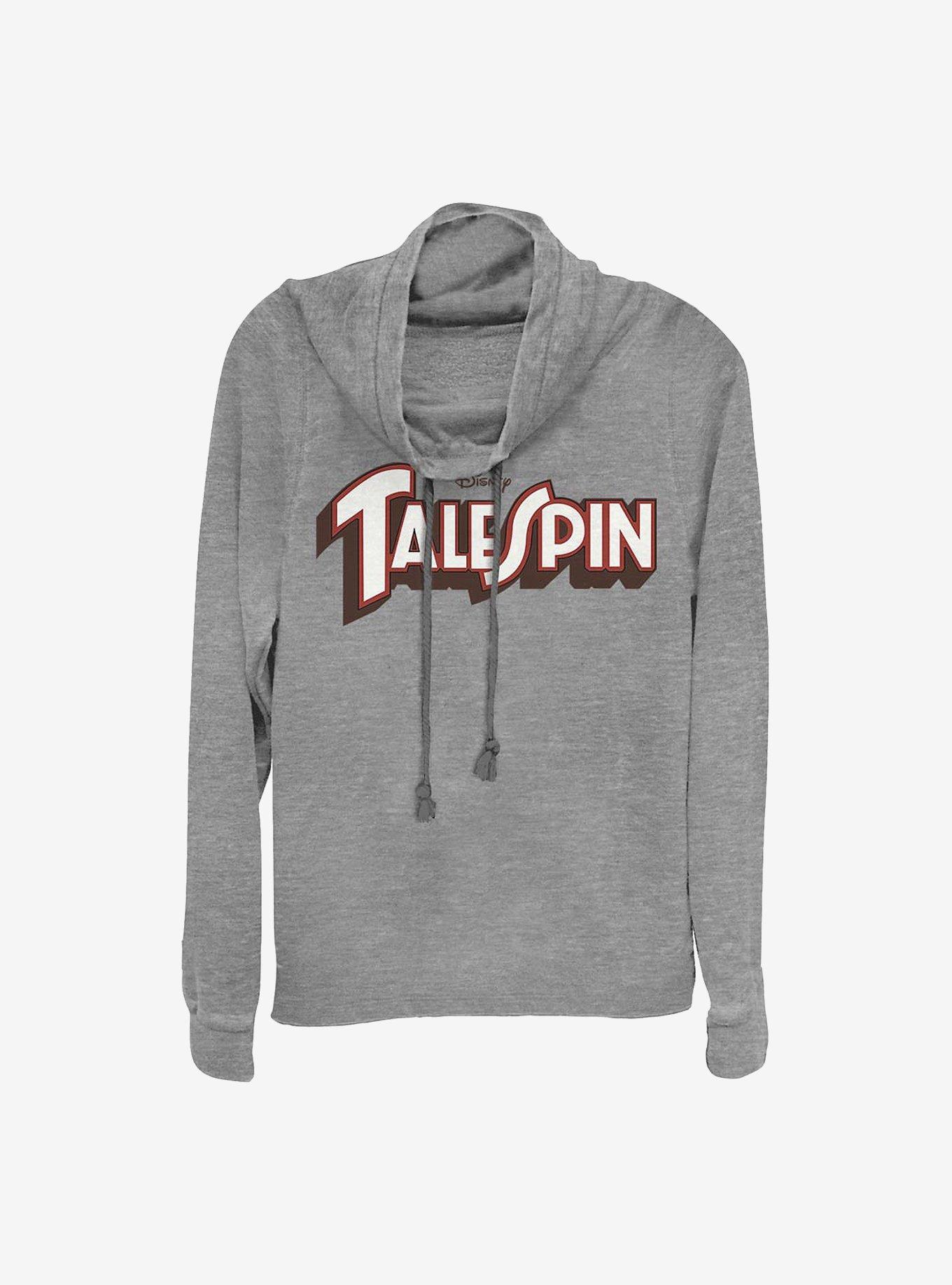 Disney Talespin Logo Cowlneck Long-Sleeve Girls Top, GRAY HTR, hi-res