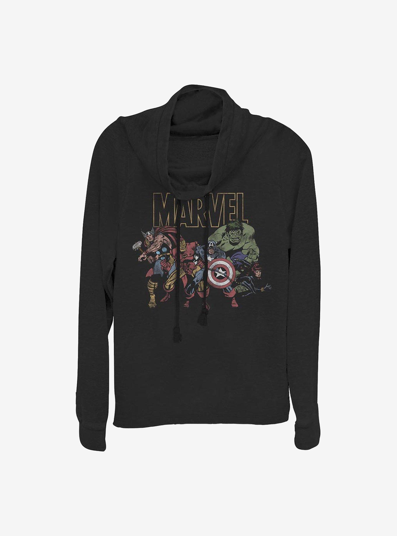 Marvel Avengers Marvel Group Cowlneck Long-Sleeve Girls Top, BLACK, hi-res