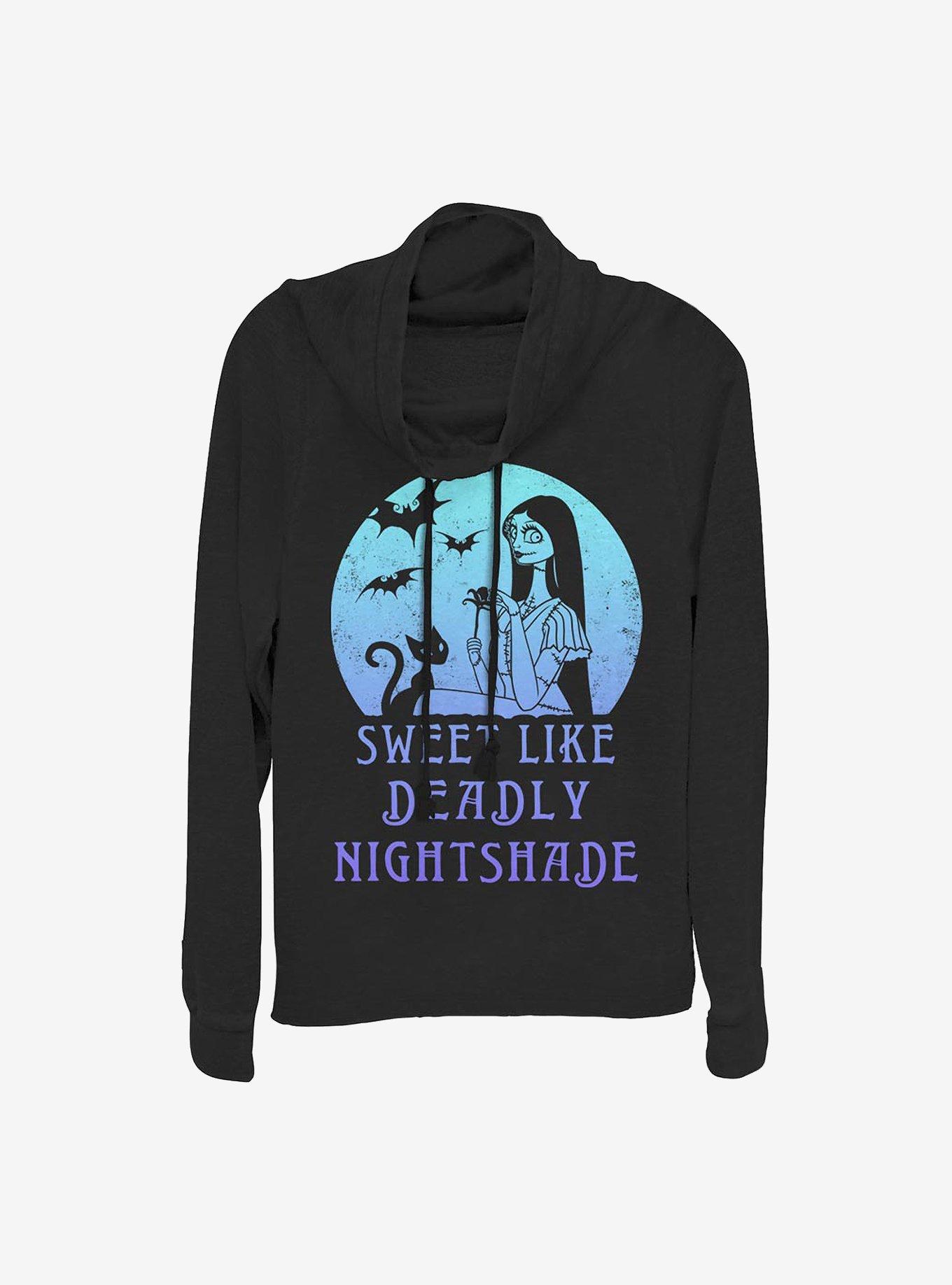 Disney The Nightmare Before Christmas Sally Moon Cowlneck Long-Sleeve Girls Top, BLACK, hi-res