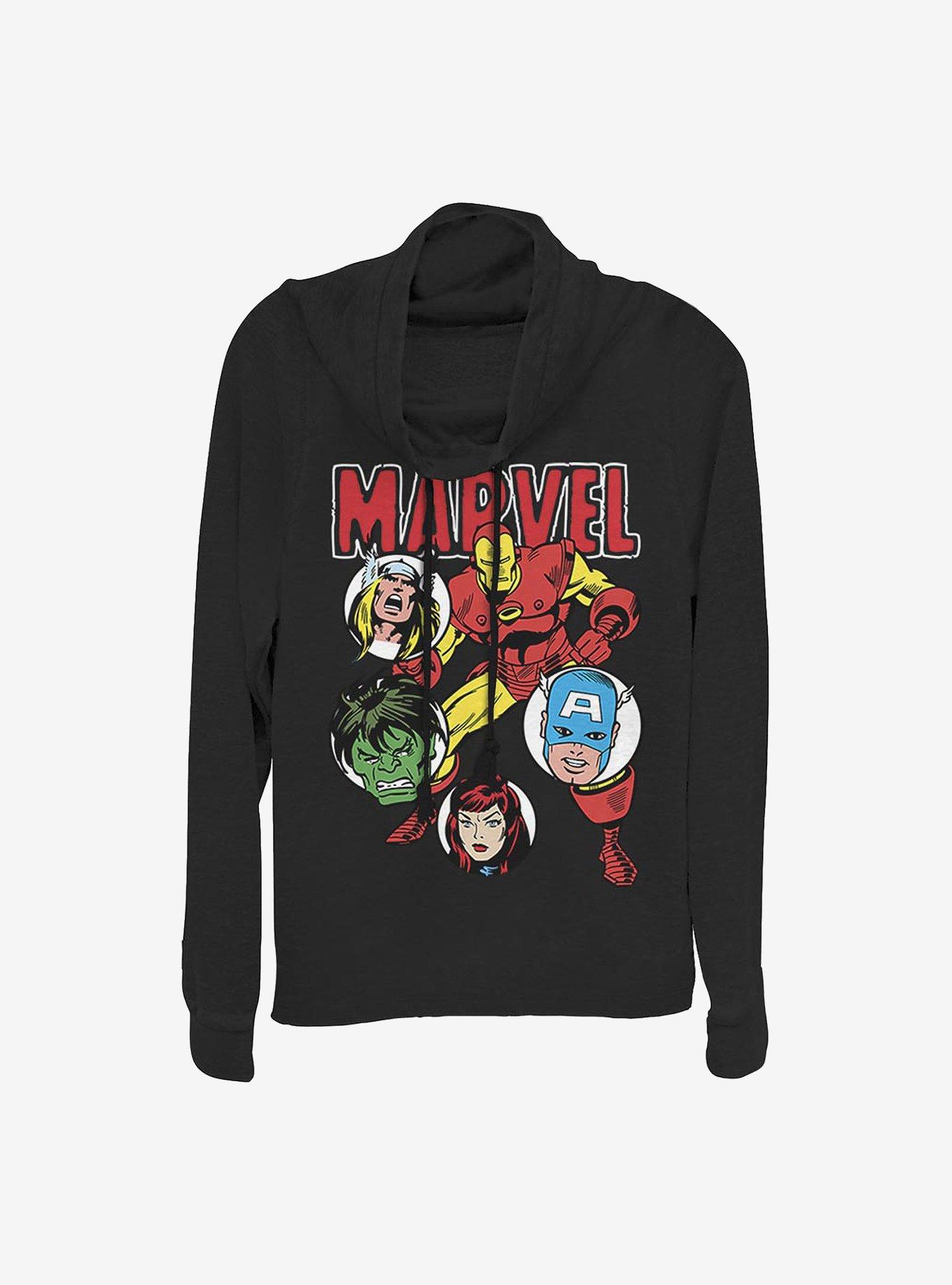 Marvel Avengers Marvel Squad Cowlneck Long-Sleeve Girls Top, BLACK, hi-res